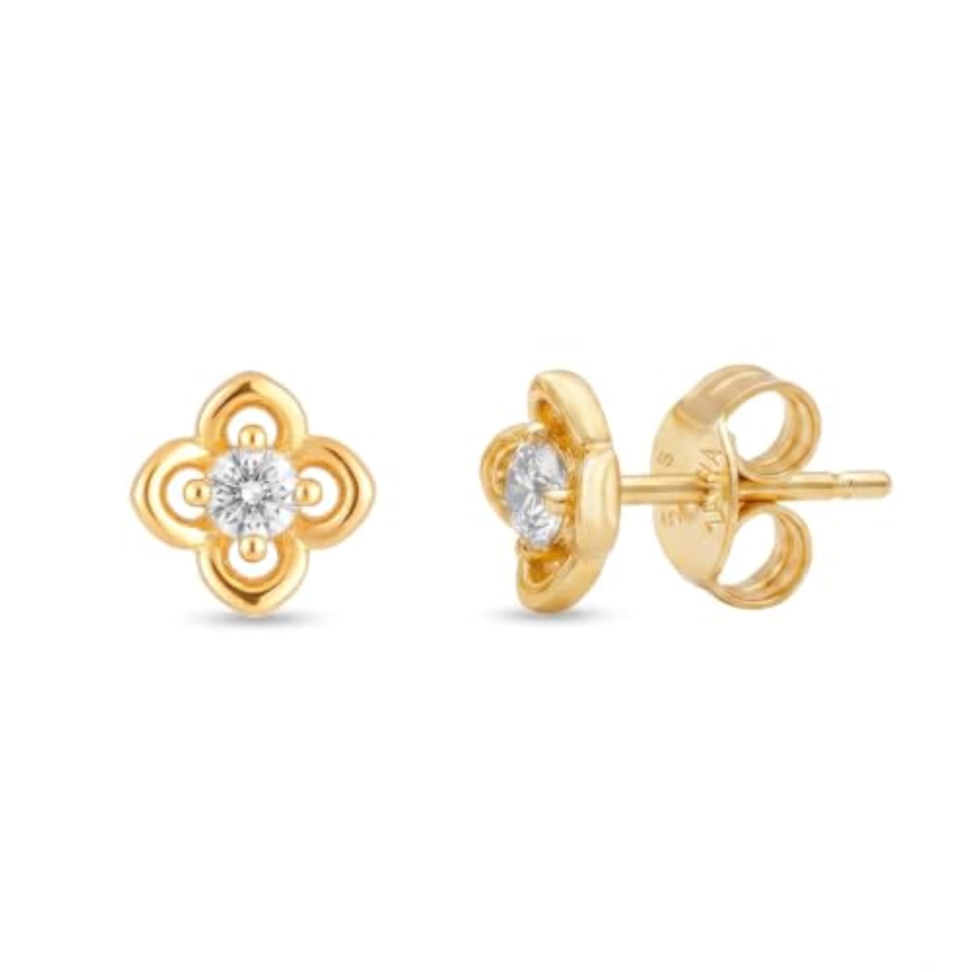925 Silver Plated Floral Stud Earrings, Daily Wear